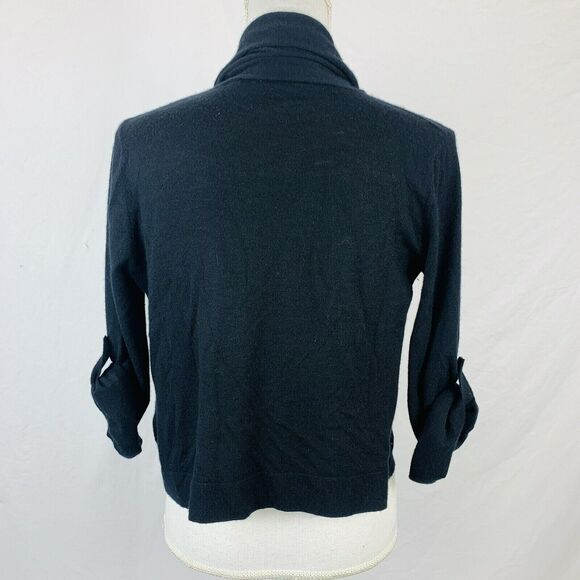 Autumn Cashmere Draped Cardigan 100% Cashmere Black Open Front Size Medium - Picture 4 of 7